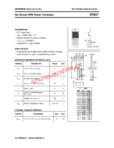 Inchange Semiconductor bd807  . Electronic Components Datasheets Active components Transistors Inchange Semiconductor bd807.pdf