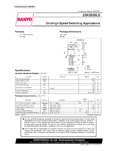 Sanyo 2sk2628ls  . Electronic Components Datasheets Active components Transistors Sanyo 2sk2628ls.pdf