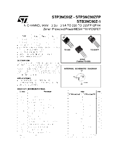ST stp3nc90z  . Electronic Components Datasheets Active components Transistors ST stp3nc90z.pdf
