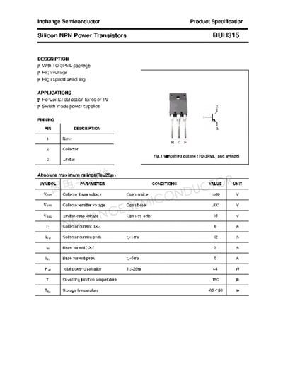 Inchange Semiconductor buh315  . Electronic Components Datasheets Active components Transistors Inchange Semiconductor buh315.pdf
