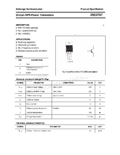 Inchange Semiconductor 2sc2767  . Electronic Components Datasheets Active components Transistors Inchange Semiconductor 2sc2767.pdf