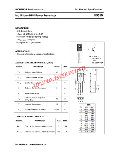 Inchange Semiconductor bd329  . Electronic Components Datasheets Active components Transistors Inchange Semiconductor bd329.pdf