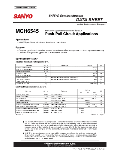 Sanyo mch6545  . Electronic Components Datasheets Active components Transistors Sanyo mch6545.pdf