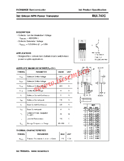 Inchange Semiconductor bul742c  . Electronic Components Datasheets Active components Transistors Inchange Semiconductor bul742c.pdf