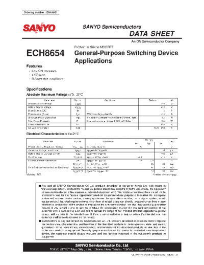 Sanyo ech8654  . Electronic Components Datasheets Active components Transistors Sanyo ech8654.pdf