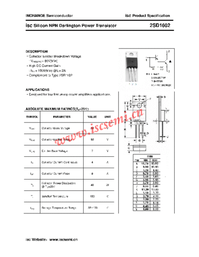 Inchange Semiconductor 2sd1602  . Electronic Components Datasheets Active components Transistors Inchange Semiconductor 2sd1602.pdf