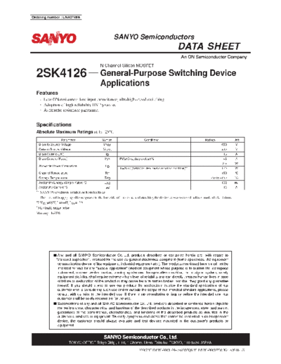 Sanyo 2sk4126  . Electronic Components Datasheets Active components Transistors Sanyo 2sk4126.pdf
