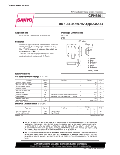 Sanyo cph6501  . Electronic Components Datasheets Active components Transistors Sanyo cph6501.pdf