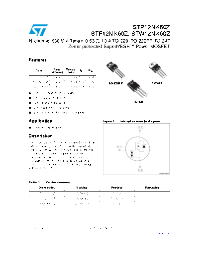 ST p12nk60z  f12nk60z  w12nk60z  . Electronic Components Datasheets Active components Transistors ST stp12nk60z_stf12nk60z_stw12nk60z.pdf