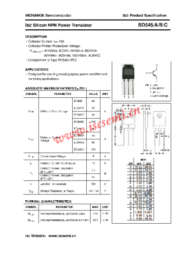 Inchange Semiconductor bd545 a b c  . Electronic Components Datasheets Active components Transistors Inchange Semiconductor bd545_a_b_c.pdf