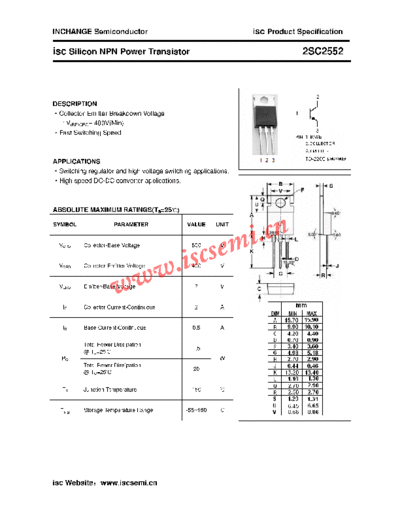 Inchange Semiconductor 2sc2552  . Electronic Components Datasheets Active components Transistors Inchange Semiconductor 2sc2552.pdf