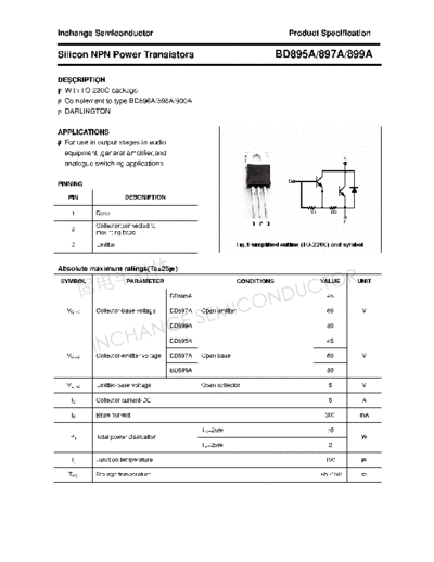Inchange Semiconductor bd895a 897a 899a  . Electronic Components Datasheets Active components Transistors Inchange Semiconductor bd895a_897a_899a.pdf