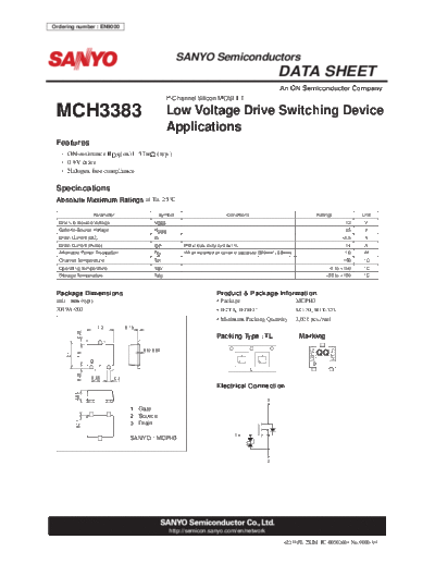 Sanyo mch3383  . Electronic Components Datasheets Active components Transistors Sanyo mch3383.pdf