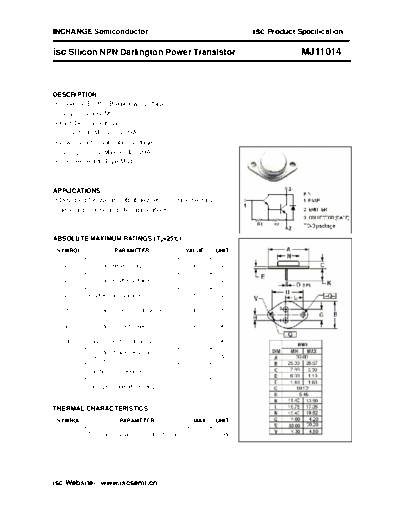 Inchange Semiconductor mj11014  . Electronic Components Datasheets Active components Transistors Inchange Semiconductor mj11014.pdf