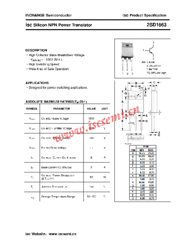 Inchange Semiconductor 2sd1663  . Electronic Components Datasheets Active components Transistors Inchange Semiconductor 2sd1663.pdf