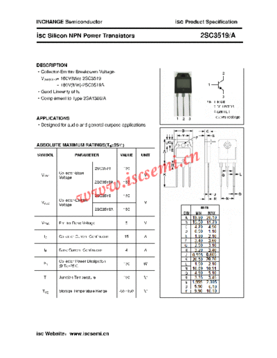 Inchange Semiconductor 2sc3519 a  . Electronic Components Datasheets Active components Transistors Inchange Semiconductor 2sc3519_a.pdf
