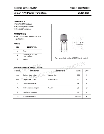 Inchange Semiconductor 2sd1452  . Electronic Components Datasheets Active components Transistors Inchange Semiconductor 2sd1452.pdf
