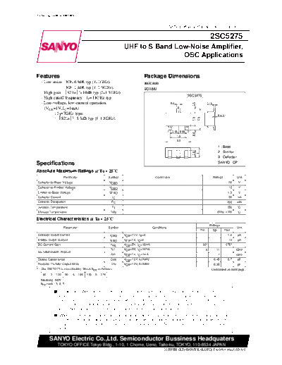 Sanyo 2sc5275  . Electronic Components Datasheets Active components Transistors Sanyo 2sc5275.pdf
