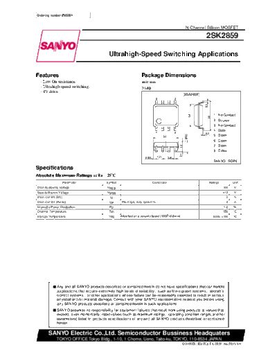 Sanyo 2sk2859  . Electronic Components Datasheets Active components Transistors Sanyo 2sk2859.pdf
