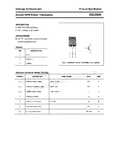 Inchange Semiconductor 2sc3949  . Electronic Components Datasheets Active components Transistors Inchange Semiconductor 2sc3949.pdf