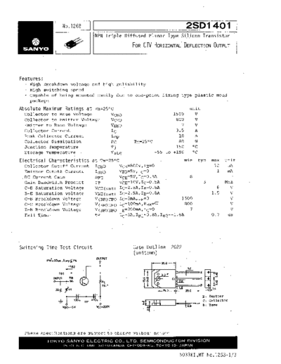 Sanyo 2sd1401  . Electronic Components Datasheets Active components Transistors Sanyo 2sd1401.pdf