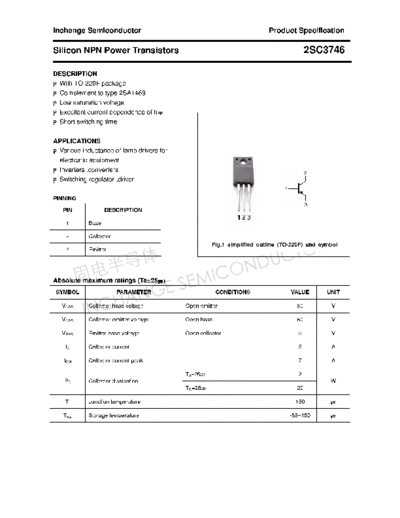 Inchange Semiconductor 2sc3746  . Electronic Components Datasheets Active components Transistors Inchange Semiconductor 2sc3746.pdf