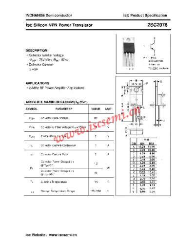 Inchange Semiconductor 2sc2078  . Electronic Components Datasheets Active components Transistors Inchange Semiconductor 2sc2078.pdf