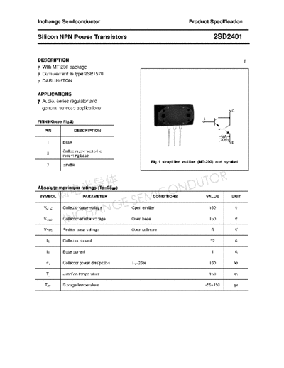 Inchange Semiconductor 2sd2401  . Electronic Components Datasheets Active components Transistors Inchange Semiconductor 2sd2401.pdf