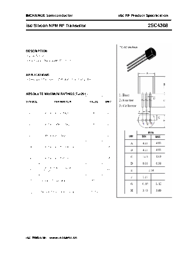 Inchange Semiconductor 2sc4308  . Electronic Components Datasheets Active components Transistors Inchange Semiconductor 2sc4308.pdf