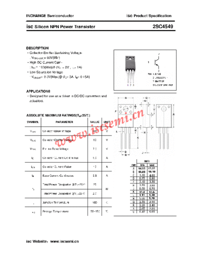 Inchange Semiconductor 2sc4549  . Electronic Components Datasheets Active components Transistors Inchange Semiconductor 2sc4549.pdf