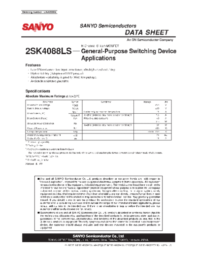 Sanyo 2sk4088ls  . Electronic Components Datasheets Active components Transistors Sanyo 2sk4088ls.pdf