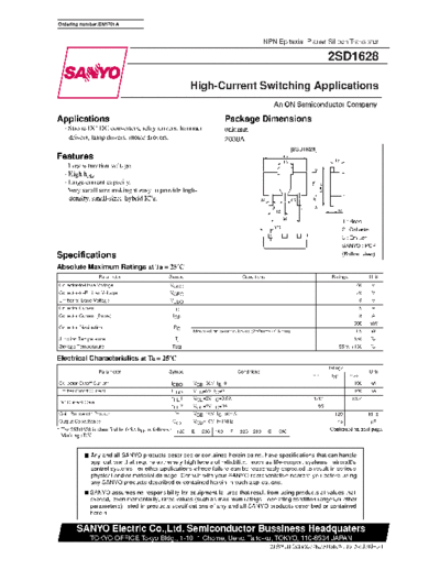 Sanyo 2sd1628  . Electronic Components Datasheets Active components Transistors Sanyo 2sd1628.pdf