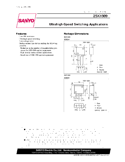 Sanyo 2sk1909  . Electronic Components Datasheets Active components Transistors Sanyo 2sk1909.pdf