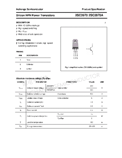 Inchange Semiconductor 2sc3970 2sc3970a  . Electronic Components Datasheets Active components Transistors Inchange Semiconductor 2sc3970_2sc3970a.pdf