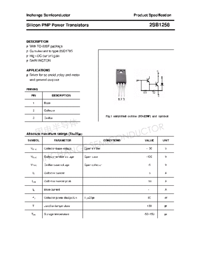 Inchange Semiconductor 2sb1258  . Electronic Components Datasheets Active components Transistors Inchange Semiconductor 2sb1258.pdf