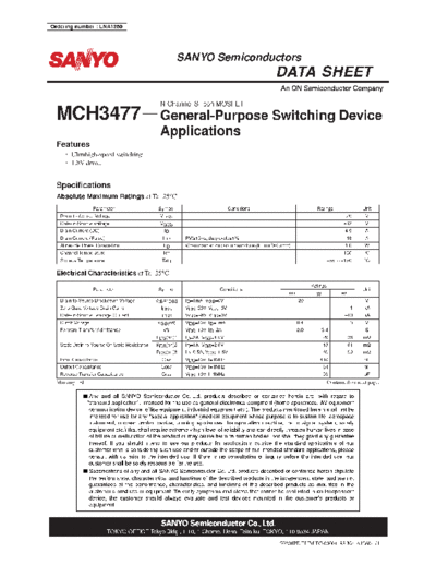 Sanyo mch3477  . Electronic Components Datasheets Active components Transistors Sanyo mch3477.pdf
