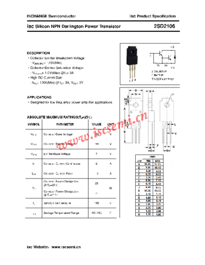 Inchange Semiconductor 2sd2106  . Electronic Components Datasheets Active components Transistors Inchange Semiconductor 2sd2106.pdf
