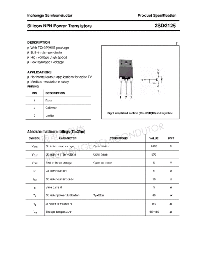 Inchange Semiconductor 2sd2125  . Electronic Components Datasheets Active components Transistors Inchange Semiconductor 2sd2125.pdf