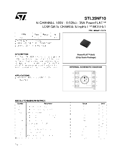 ST stl35nf10  . Electronic Components Datasheets Active components Transistors ST stl35nf10.pdf