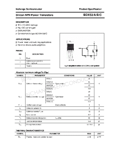 Inchange Semiconductor bdx53 a b c  . Electronic Components Datasheets Active components Transistors Inchange Semiconductor bdx53_a_b_c.pdf