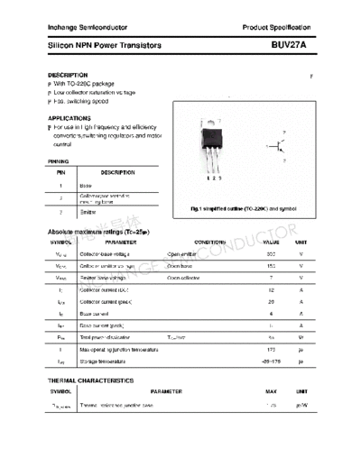 Inchange Semiconductor buv27a  . Electronic Components Datasheets Active components Transistors Inchange Semiconductor buv27a.pdf