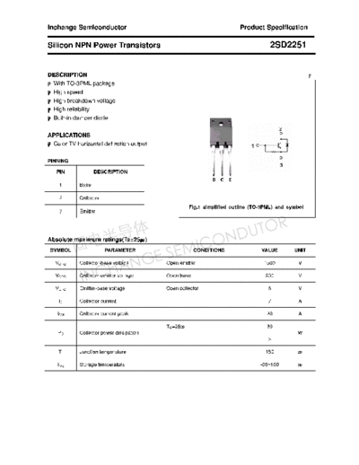 Inchange Semiconductor 2sd2251  . Electronic Components Datasheets Active components Transistors Inchange Semiconductor 2sd2251.pdf