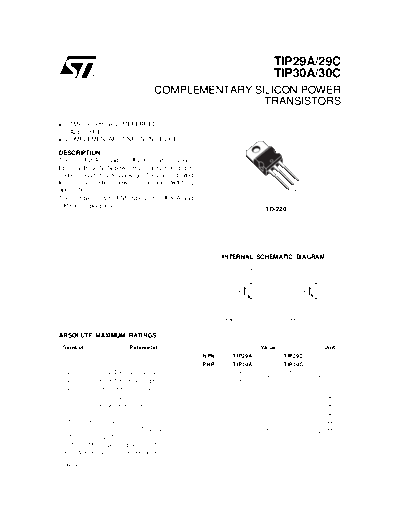 ST tip29a-29c,tip30a-30c  . Electronic Components Datasheets Active components Transistors ST tip29a-29c,tip30a-30c.pdf