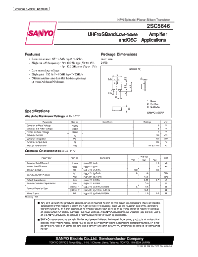 Sanyo 2sc5646  . Electronic Components Datasheets Active components Transistors Sanyo 2sc5646.pdf
