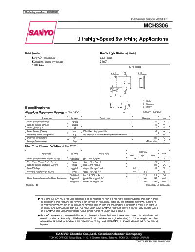 Sanyo mch3306  . Electronic Components Datasheets Active components Transistors Sanyo mch3306.pdf