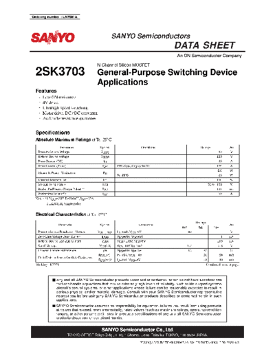 Sanyo 2sk3703  . Electronic Components Datasheets Active components Transistors Sanyo 2sk3703.pdf
