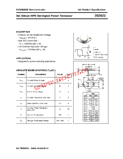 Inchange Semiconductor 2sd523  . Electronic Components Datasheets Active components Transistors Inchange Semiconductor 2sd523.pdf
