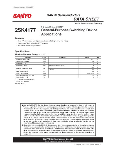 Sanyo 2sk4177  . Electronic Components Datasheets Active components Transistors Sanyo 2sk4177.pdf