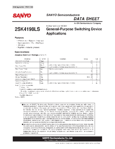 Sanyo 2sk4198ls  . Electronic Components Datasheets Active components Transistors Sanyo 2sk4198ls.pdf