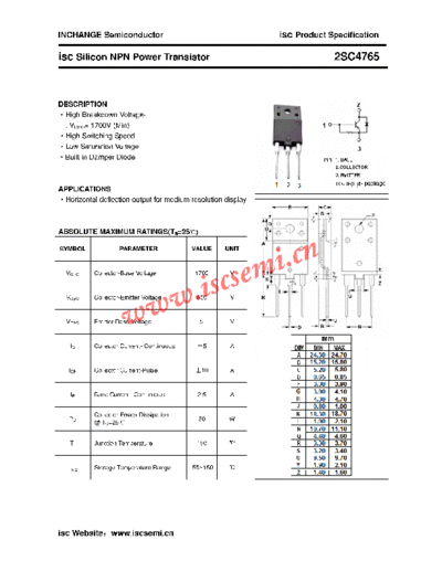 Inchange Semiconductor 2sc4765  . Electronic Components Datasheets Active components Transistors Inchange Semiconductor 2sc4765.pdf